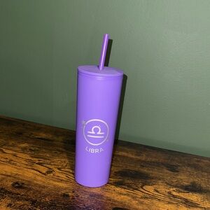 Purple Libra Tumbler with Straw